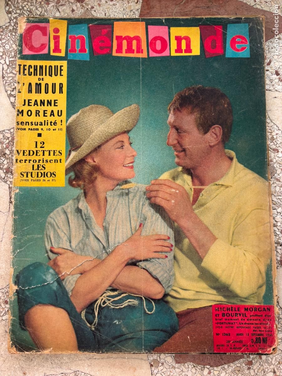 Cine: CIN&Eacute;MONDE N&ordm; 1362 A&Ntilde;O 1960. MICHELE MORGAN Y BOURVIL EN PORTADA. JEANNE MOREAU. ANDREA PARISY.