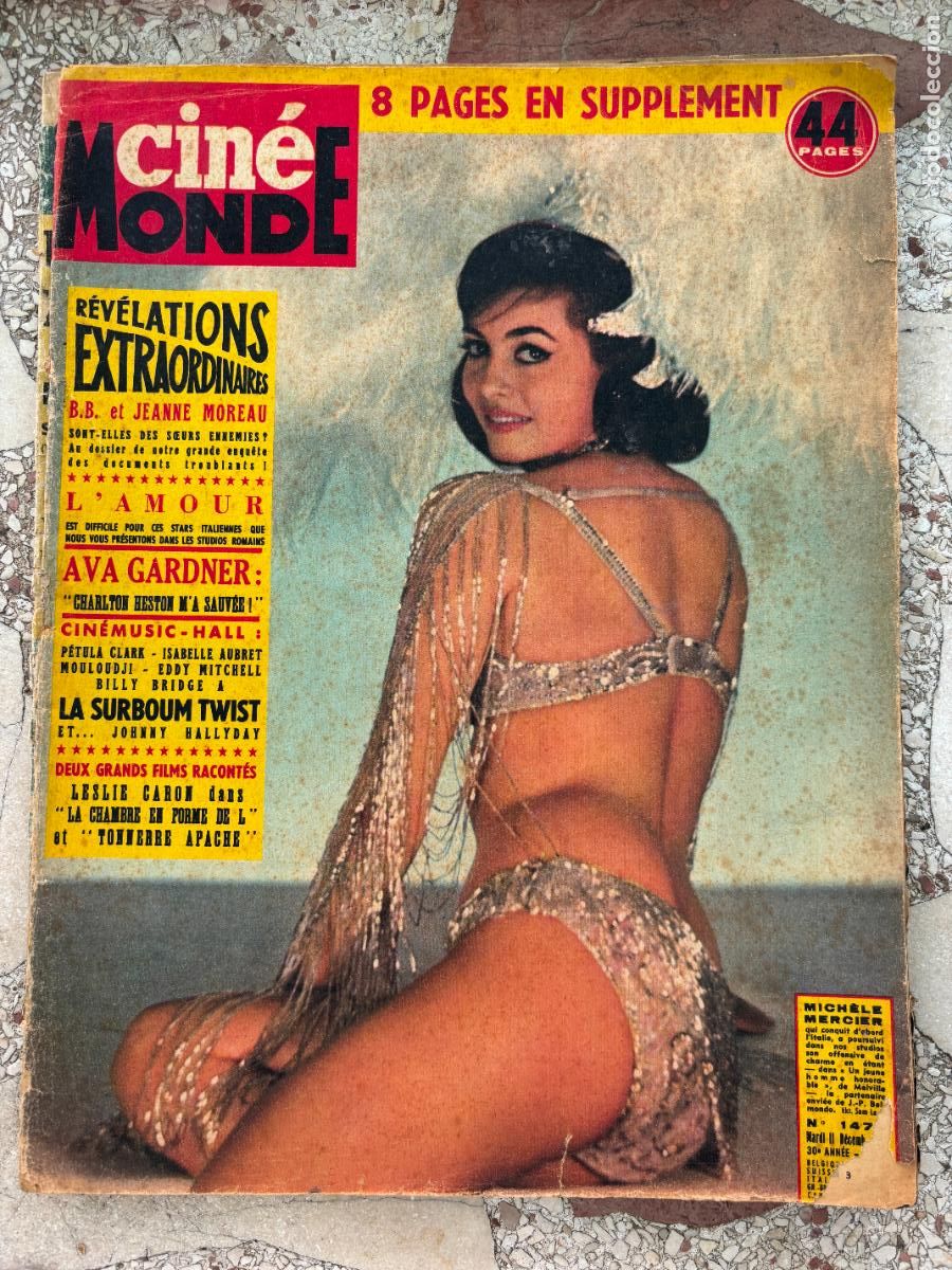 Cine: CIN&Eacute;MONDE N&ordm; 1479 A&Ntilde;O 1962. MICHELE MERCIER EN PORTADA. AVA GARDNER. JEANNE MOREAU.