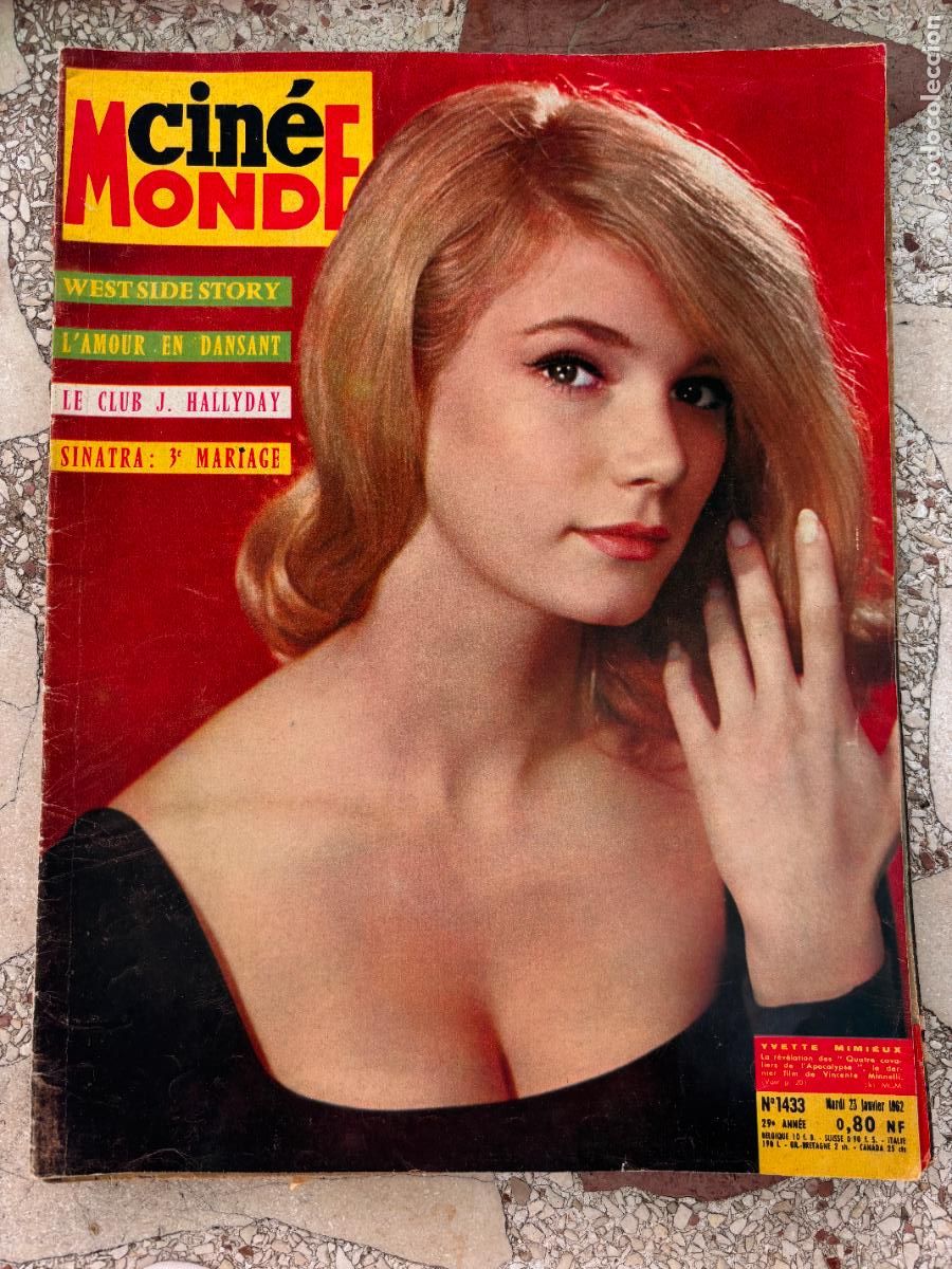 Cine: CIN&Eacute;MONDE N&ordm; 1433 A&Ntilde;O 1962. YVETTE MIMIEUX EN PORTADA. SINATRA. HALLYDAY. INGRID THULIN.