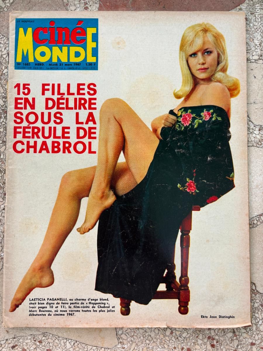 Cine: CIN&Eacute;MONDE N&ordm; 1685 A&Ntilde;O 1967. EKTA JEAN DISTINHIN EN PORTADA. LAETICIA PAGANELLI. MARC BOUREAU.