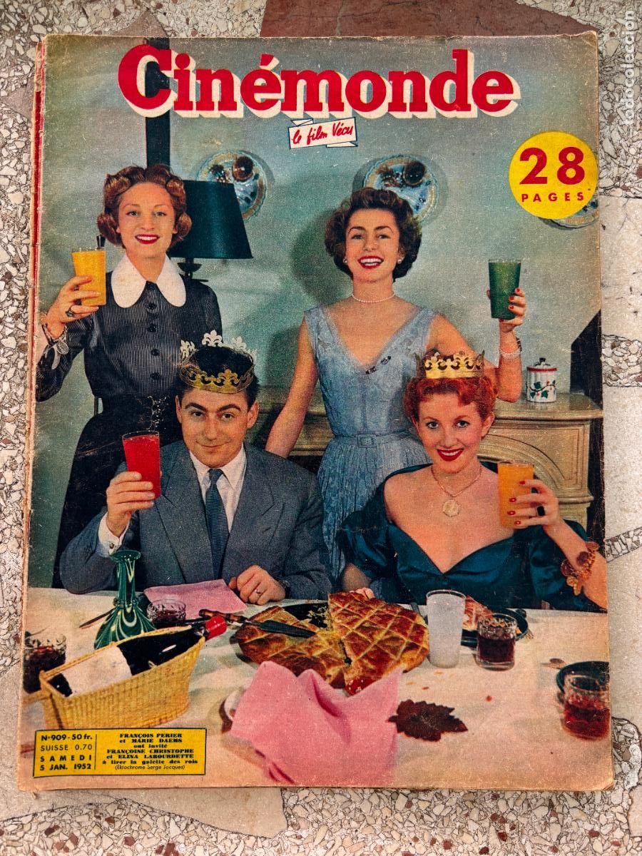 Cine: CIN&Eacute;MONDE N&ordm; 909 A&Ntilde;O 1952. FRAN&Ccedil;OIS PERIER Y MARIE DAEMS EN PORTADA. GREGORY PECK. PETER USTINOV.