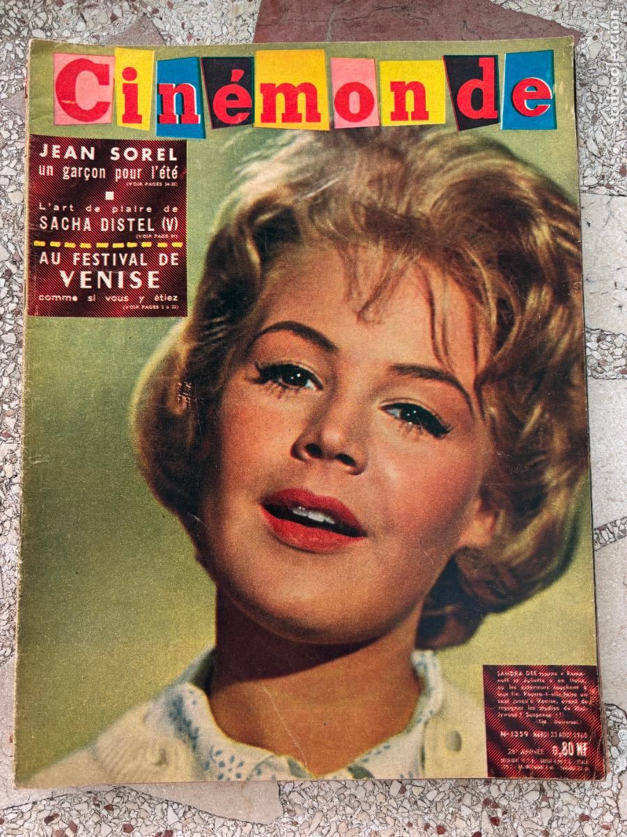 Cine: CIN&Eacute;MONDE N&ordm; 1359 A&Ntilde;O 1960. SANDRA DEE EN PORTADA. JEAN SOREL. SACHA DISTEL. JEAN-PIERRE CASSEL.