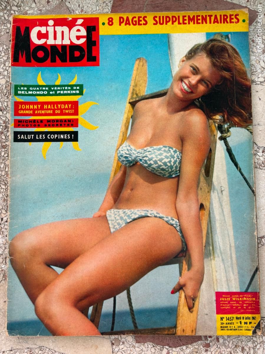 Cine: CIN&Eacute;MONDE N&ordm; 1457 A&Ntilde;O 1962. JULIE WILKINSON EN PORTADA. JOHNNY HALLYDAY. MICHELE MORGAN.
