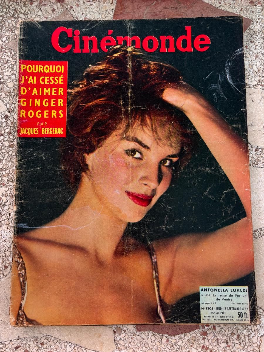 Cine: CIN&Eacute;MONDE N&ordm; 1205 A&Ntilde;O 1957. ANTONELLA LUALDI EN PORTADA. JACQUES BERGERAC. CLAUDE VICKY.