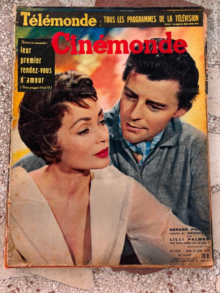 Cine: CIN&Eacute;MONDE N&ordm; 1237 A&Ntilde;O 1958. GERARD PHILIPE Y LILLI PALMER EN PORTADA. KARAMAZOV.