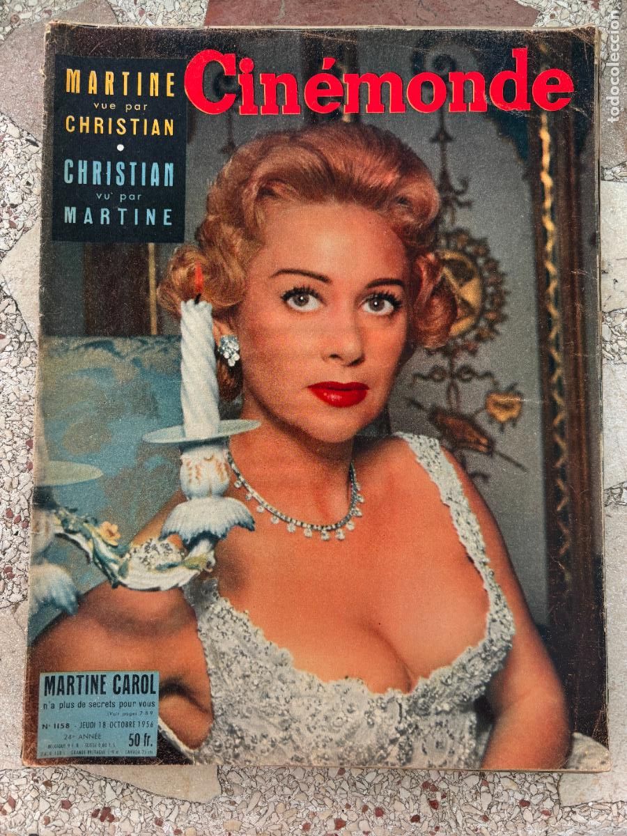 Cine: CIN&Eacute;MONDE N&ordm; 1158 A&Ntilde;O 1956. MARTINE CAROL EN PORTADA. CATERINA VALENTE. FRAN&Ccedil;OISE ARNOUL.