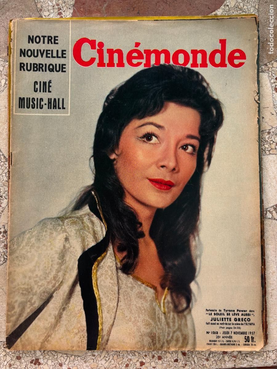 Cine: CIN&Eacute;MONDE N&ordm; 1213 A&Ntilde;O 1957. JULIETTE GRECO EN PORTADA. GERARD PHILIPE. NICOLE COURCEL.