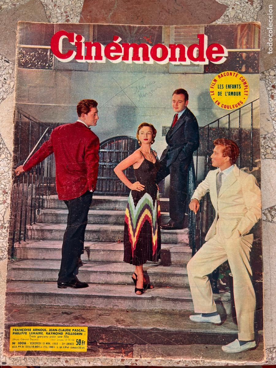 Cine: CIN&Eacute;MONDE N&ordm; 1006 A&Ntilde;O 1953. FRAN&Ccedil;OISE ARNOUL, JEAN-CLAUDE PASCAL, PHILIPE LEMAIRE EN PORTADA.