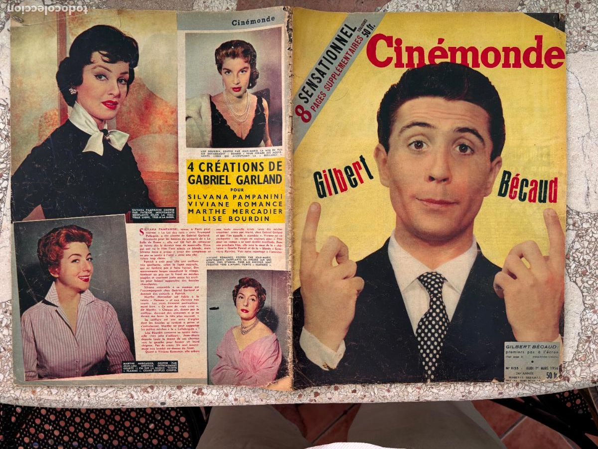 Cine: CIN&Eacute;MONDE N&ordm; 1125 A&Ntilde;O 1956. GILBERT BECAUD EN PORTADA. SILVANA PAMPANINI. MARTHE MERCADIER.