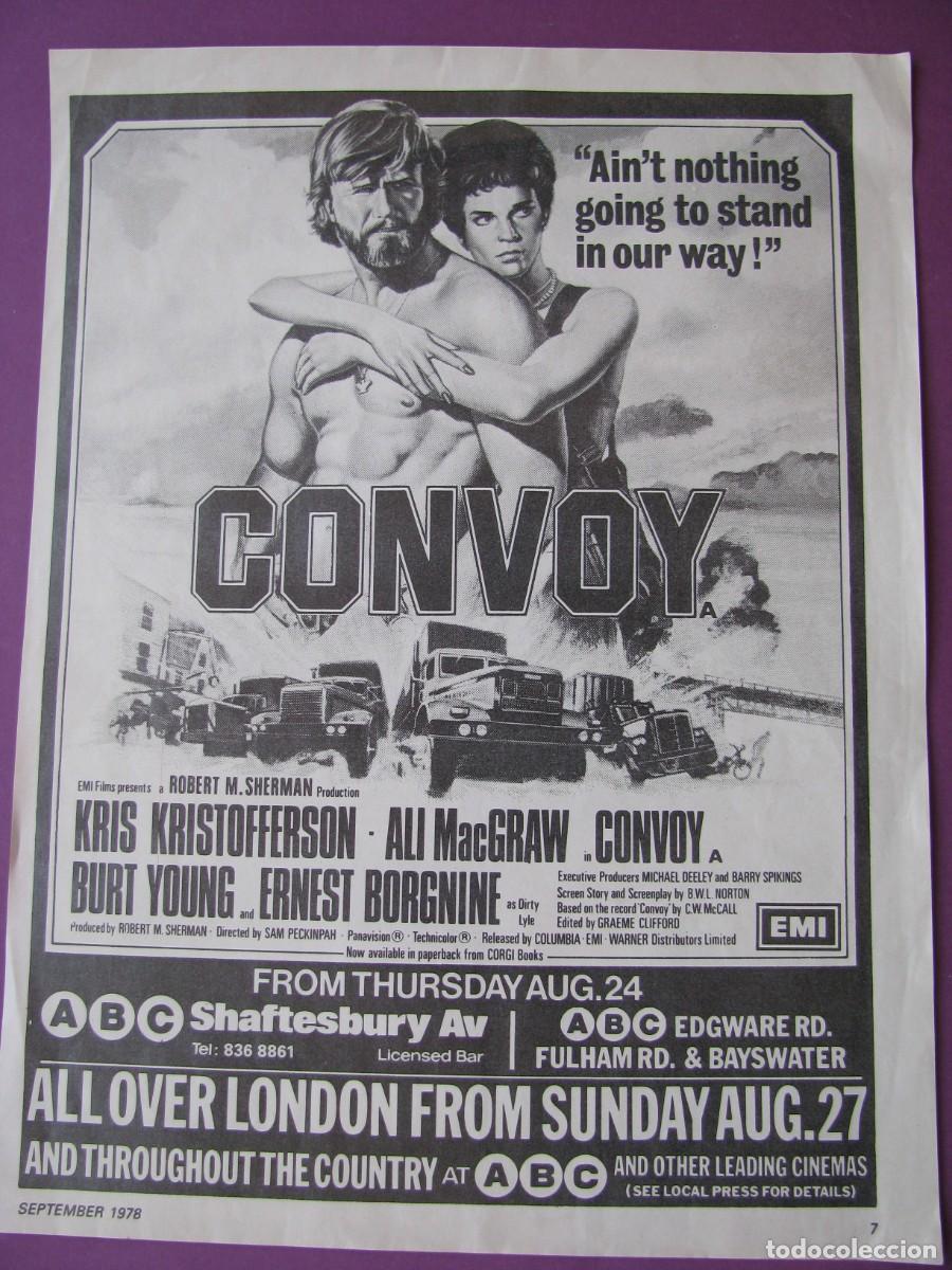 Cine: UNA HOJA DE LA REVISTA PHOTOPLAY. CON ANUNCIO PELICULA CONVOY. SEPTIEMBRE 1978.