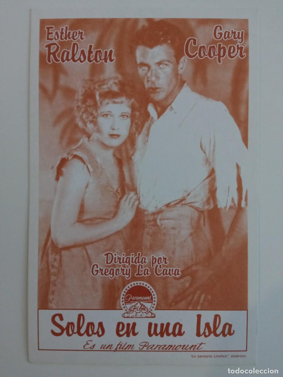 Cine: SOLOS EN UNA ISLA, GARY COOPER, REPRODUCCI&Oacute;N ACARTONADA DE LOS A&Ntilde;OS 80