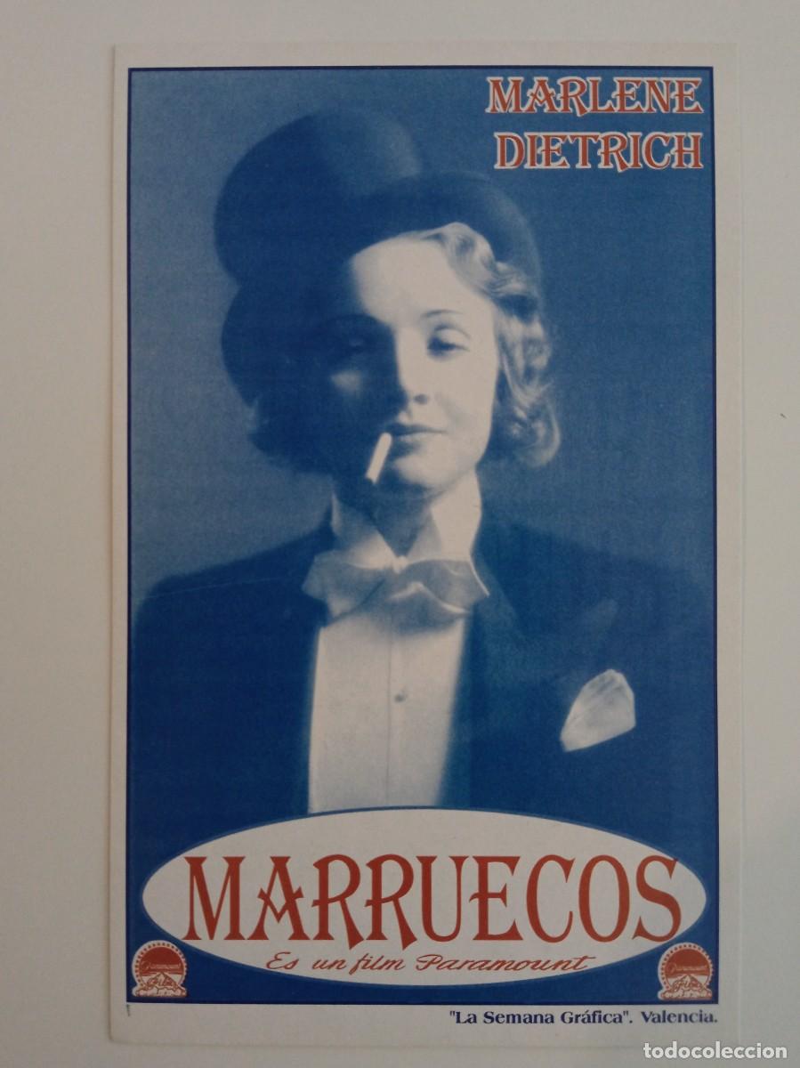 Cine: MARRUECOS, MARLENE DIETRICH, GARY COOPER, REPRODUCCION ACARTONADA DE LOS A&Ntilde;OS 80