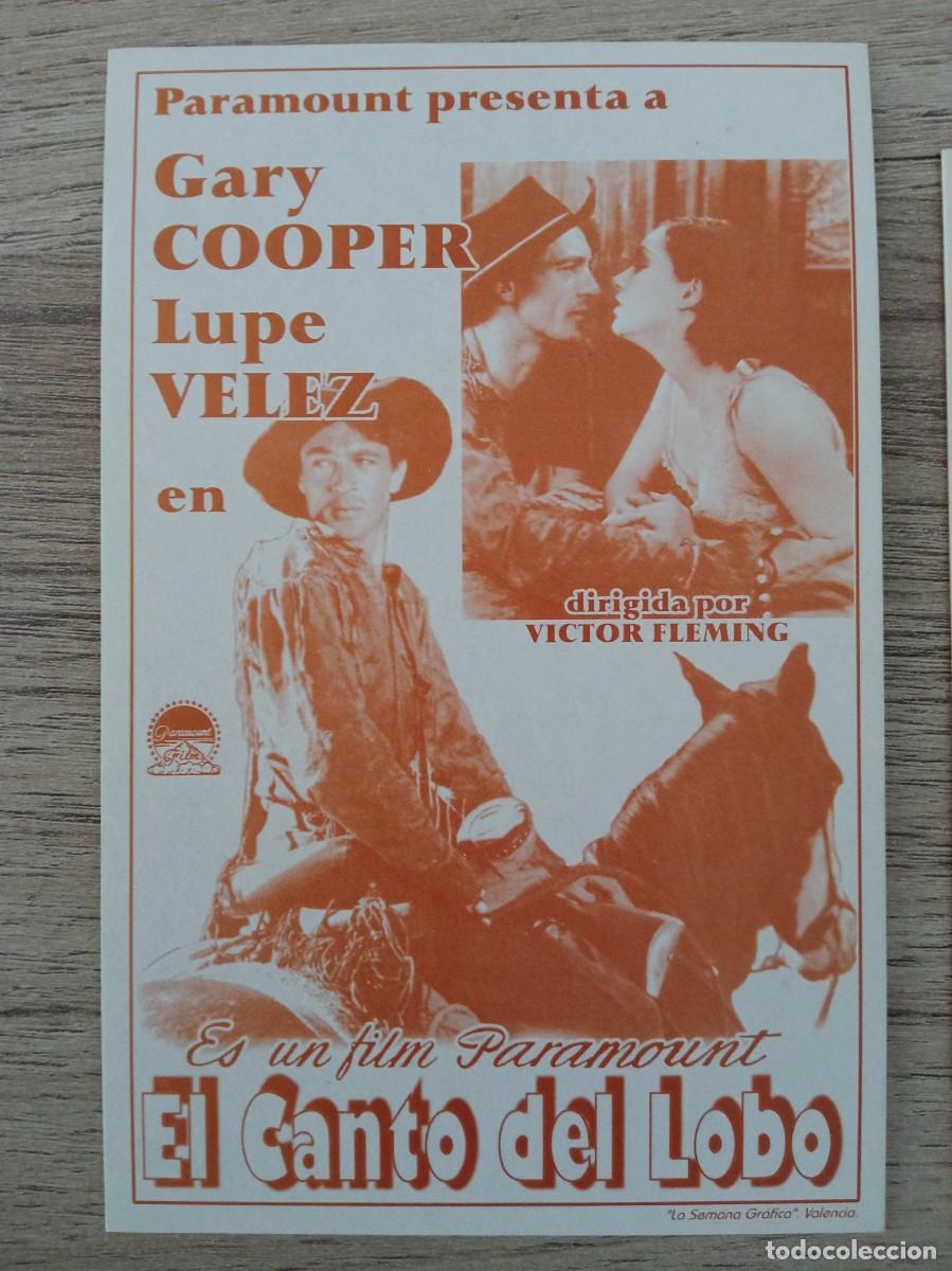 Cine: EL CANTO DEL LOBO, GARY COOPER, REPRODUCCION O FACSIMIL ACARTONADO DE LOS A&Ntilde;OS 80