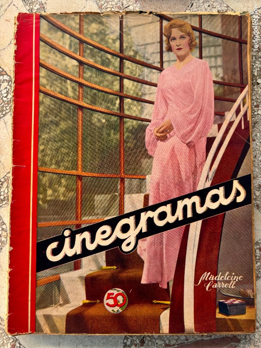 Cine: CINEGRAMAS N&ordm; 34 A&Ntilde;O 1935. MADELEINE CARROLL EN PORTADA. MARY DEL CARMEN Y RICARDO NU&Ntilde;EZ.