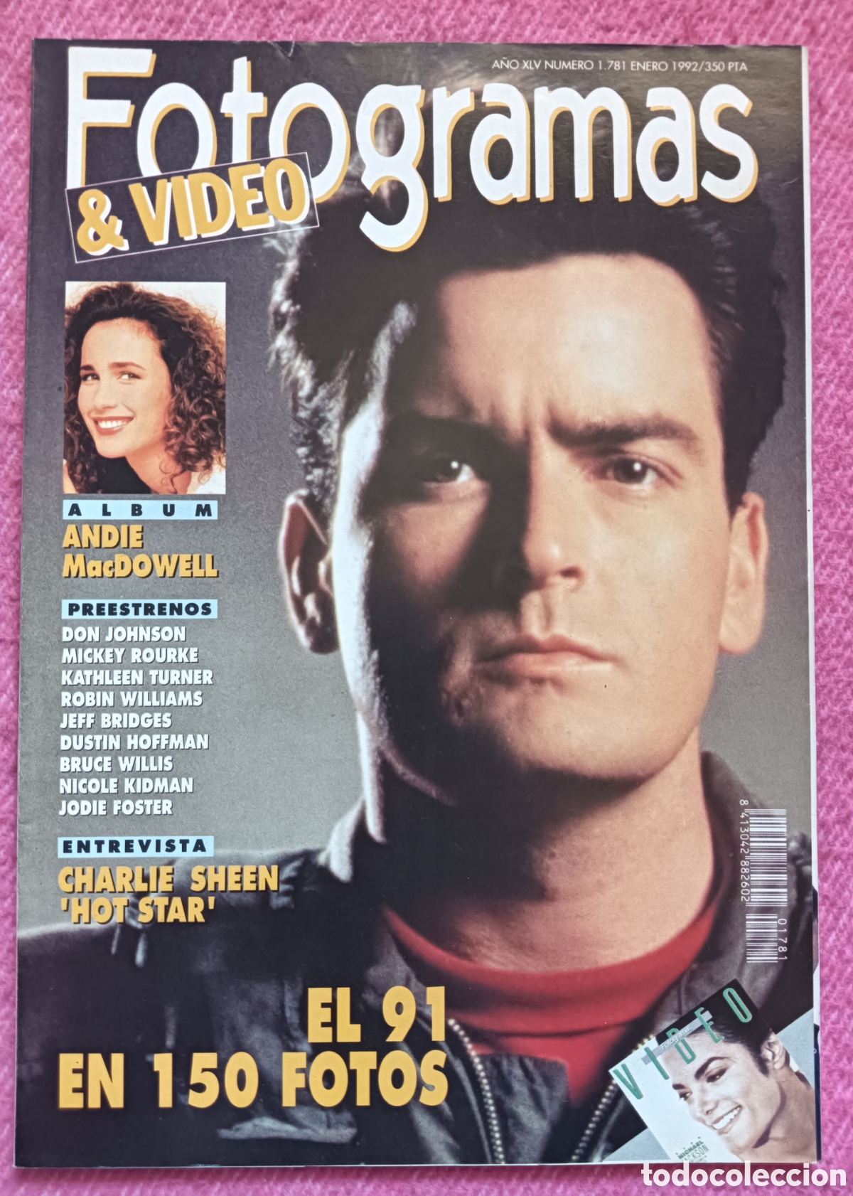 Cine: Magazine FOTOGRAMAS 1781 - Charlie Sheen / Andie MacDowell / Bruce Willis / Robin Williams