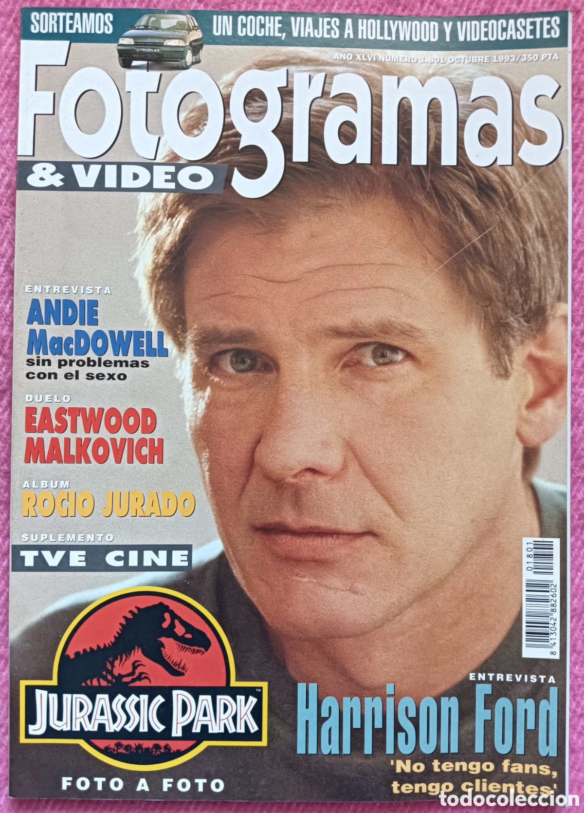 Cine: Magazine FOTOGRAMAS 1801 - Harrison Ford / Andie MacDowell / Clint Eastwood / Jurassic Park