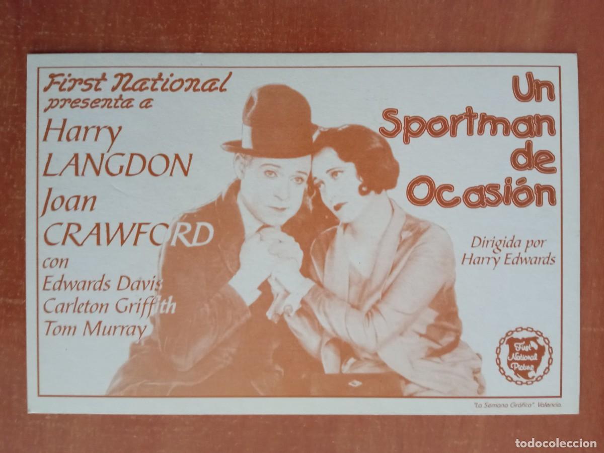 Cine: UN SPORTMAN DE OCASI&Oacute;N, HARRY LANGDON, JOAN CRAWFORD, TARJETA FACSIMIL