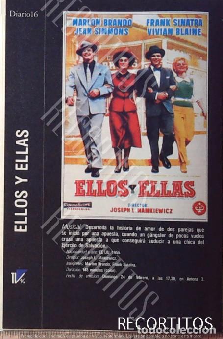 Cine: ELLOS Y ELLAS MARLON BRANDO FRANK SINATRA JEAN SIMMONS VIVIAN BLAINE