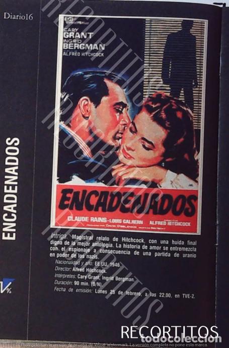 Cine: encadenados cary grant ingrid bergman alfred hitchcock