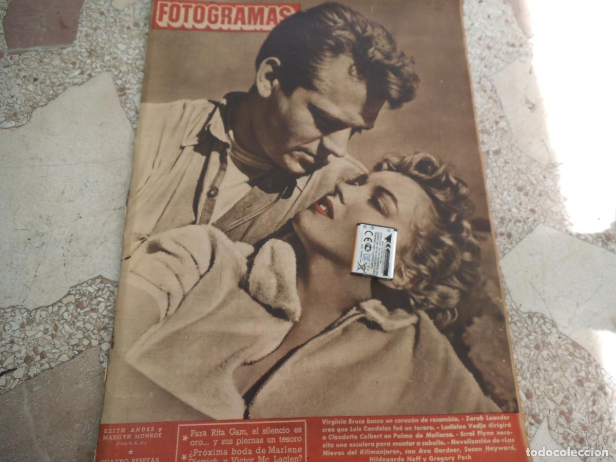 Cine: fotogramas n&ordm; 212, 1952, portada marilyn y keith andes solo portada,