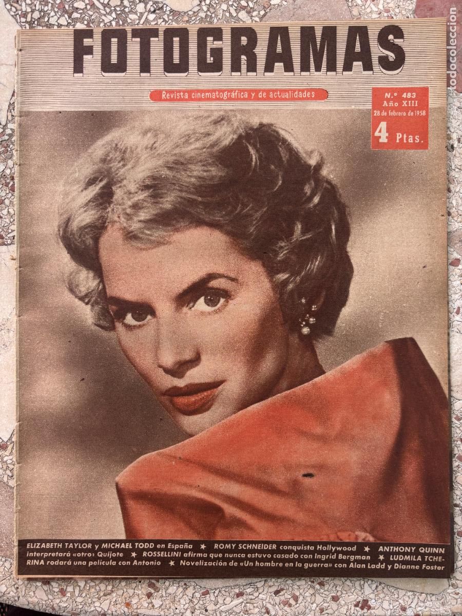 Cine: FOTOGRAMAS N&ordm; 483 A&Ntilde;O 1958. ELIZABETH TAYLOR Y MICHAEL TODD. ROMY SCHNEIDER. ANTHONY QUINN.