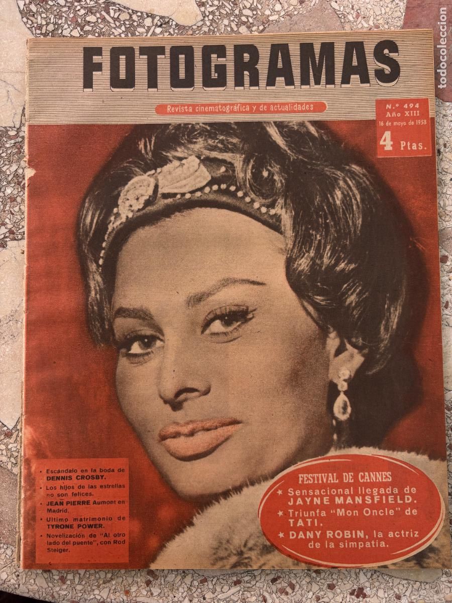 Cine: FOTOGRAMAS N&ordm; 494 a&ntilde;o 1958. BODA DE DENNIS CROSBY. JEAN PIERRE AUMONT. TYRONE POWER.