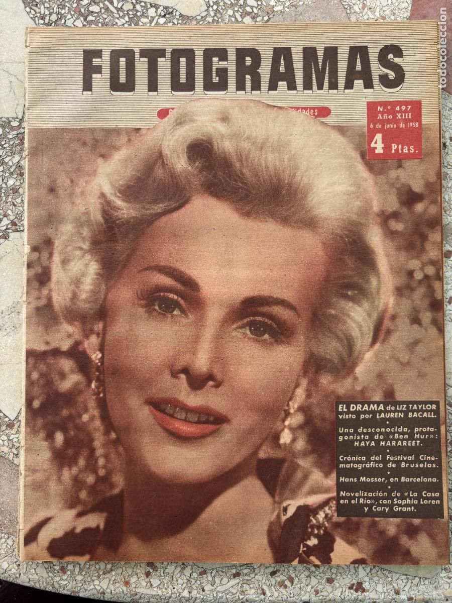 Cine: FOTOGRAMAS N&ordm; 497 a&ntilde;o 1958. LAUREN BACALL. HAYA HARAREET. HANS MOSSER. SOPHIA LOREN.