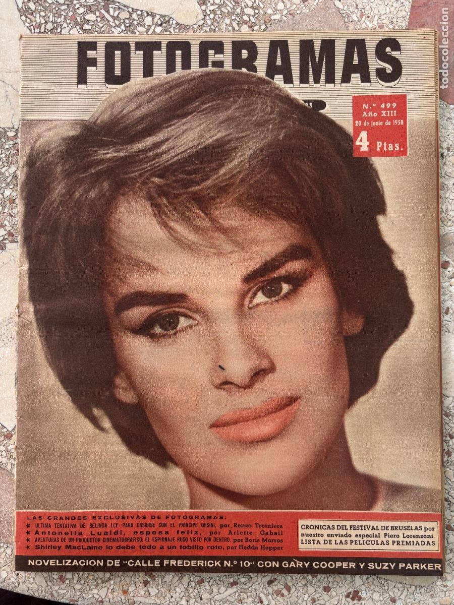 Cine: FOTOGRAMAS N&ordm; 499 a&ntilde;o 1958. GARY COOPER. SUZY PARKER. RENZO TROINFERA. ANTONELLA LUALDI.