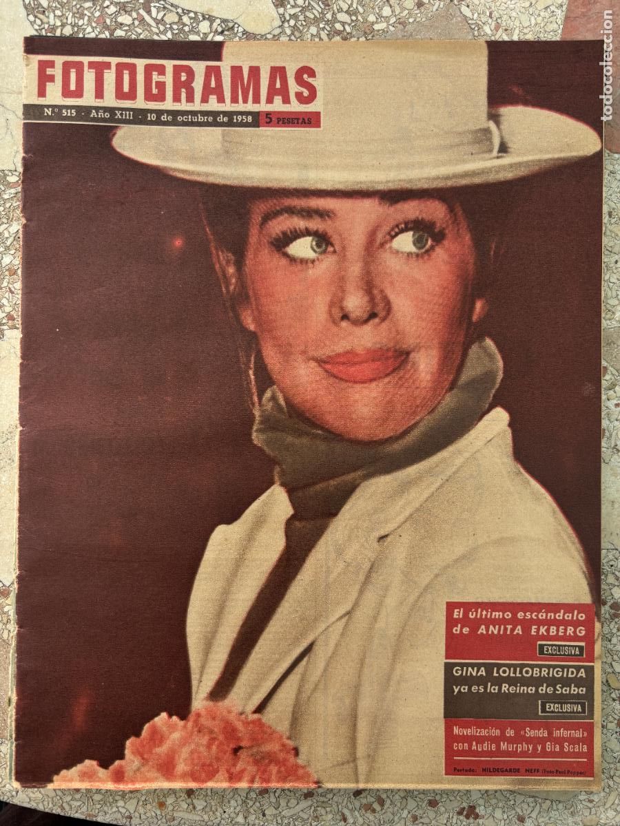 Cine: FOTOGRAMAS N&ordm; 515 A&Ntilde;O 1958. HILDEGARDE NEFF EN PORTADA. ANITA EKBERG. GINA LOLLOBRIGIDA. GIA SCALA.