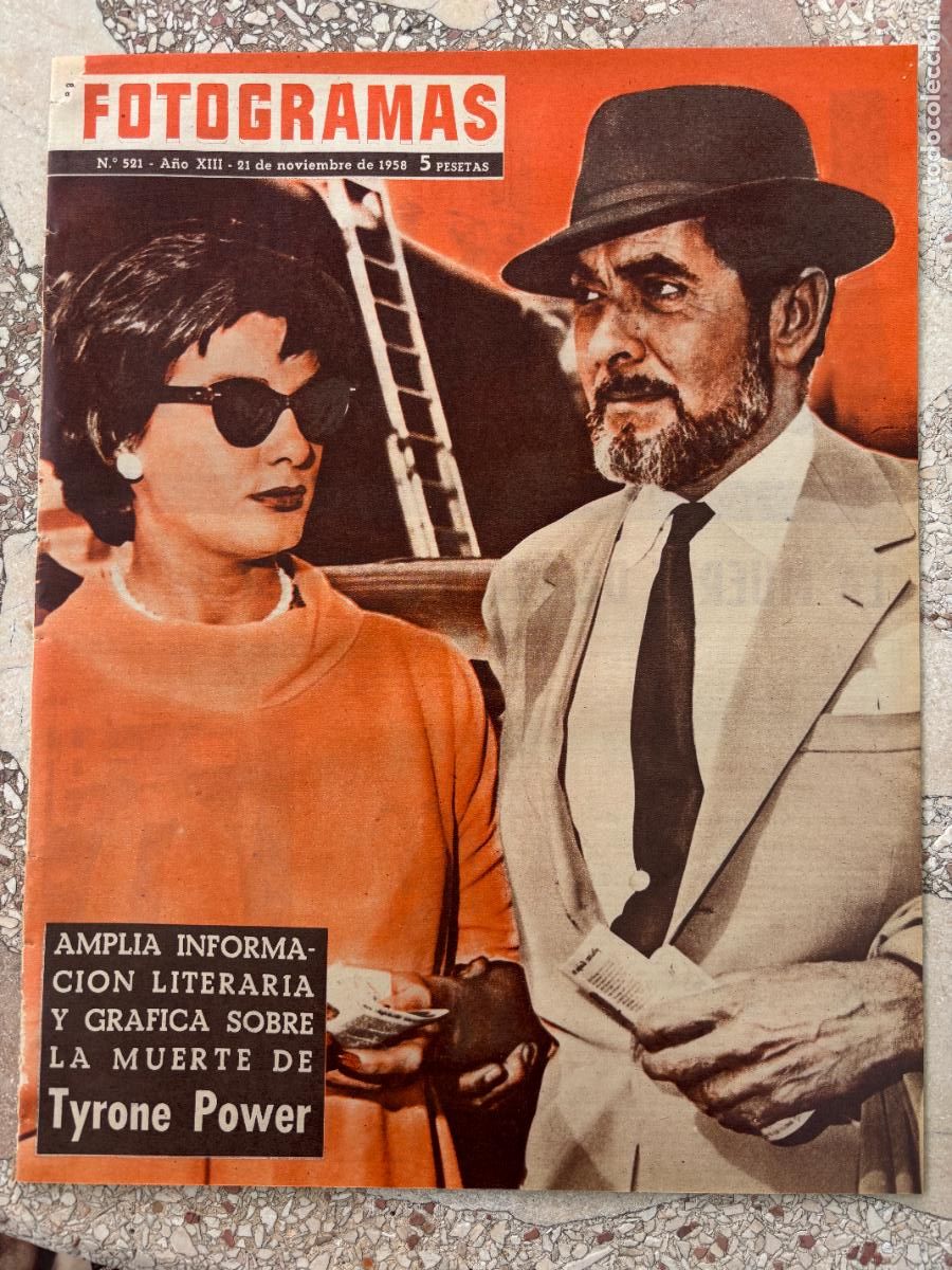 Cine: FOTOGRAMAS N&ordm; 521 A&Ntilde;O 1958. ESPECIAL SOBRE LA MUERTE DE JULES ROMAINS EN BARCELONA.TYRONE POWER.