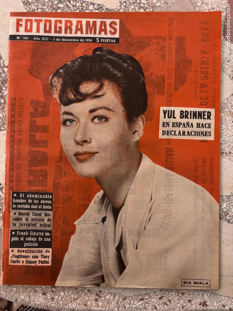 Cine: FOTOGRAMAS N&ordm; 523 A&Ntilde;O 1958. YUL BRINNER. GIA SCALA EN PORTADA. MARCEL CARN&Eacute;. FRANK SINATRA.