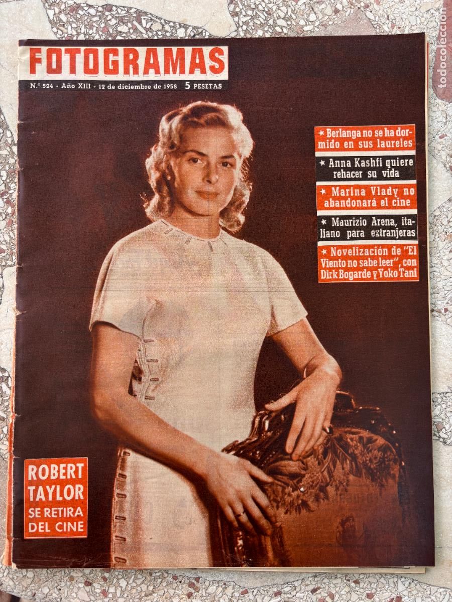 Cine: FOTOGRAMAS N&ordm; 524 A&Ntilde;O 1958. ROBERT TAYLOR. BERLANGA. ANNA KASHFI. MAURIZIO ARENA. YOKO TANI.
