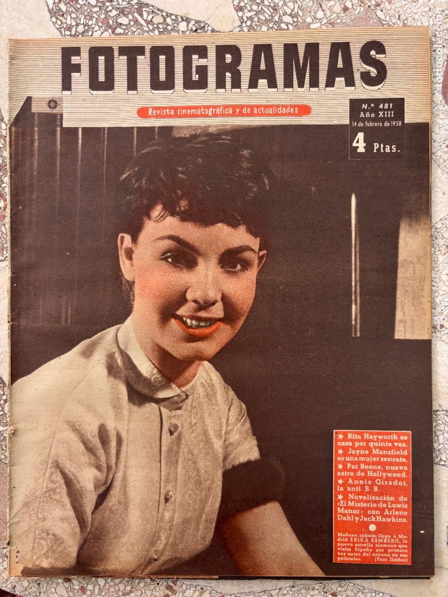 Cine: FOTOGRAMAS N&ordm; 481 A&Ntilde;O 1958. RITA HAYWORTH. JAYNE MANSFIELD. PAT BOONE. ANNIE GIRADOT.