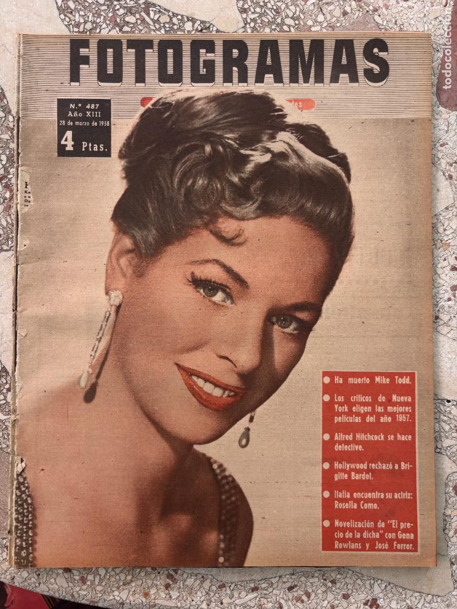 Cine: FOTOGRAMAS N&ordm; 487 A&Ntilde;O 1958. MIKE TODD. ROSELLA COMO. GENA ROWLANS. ALFRED HITCOCK.