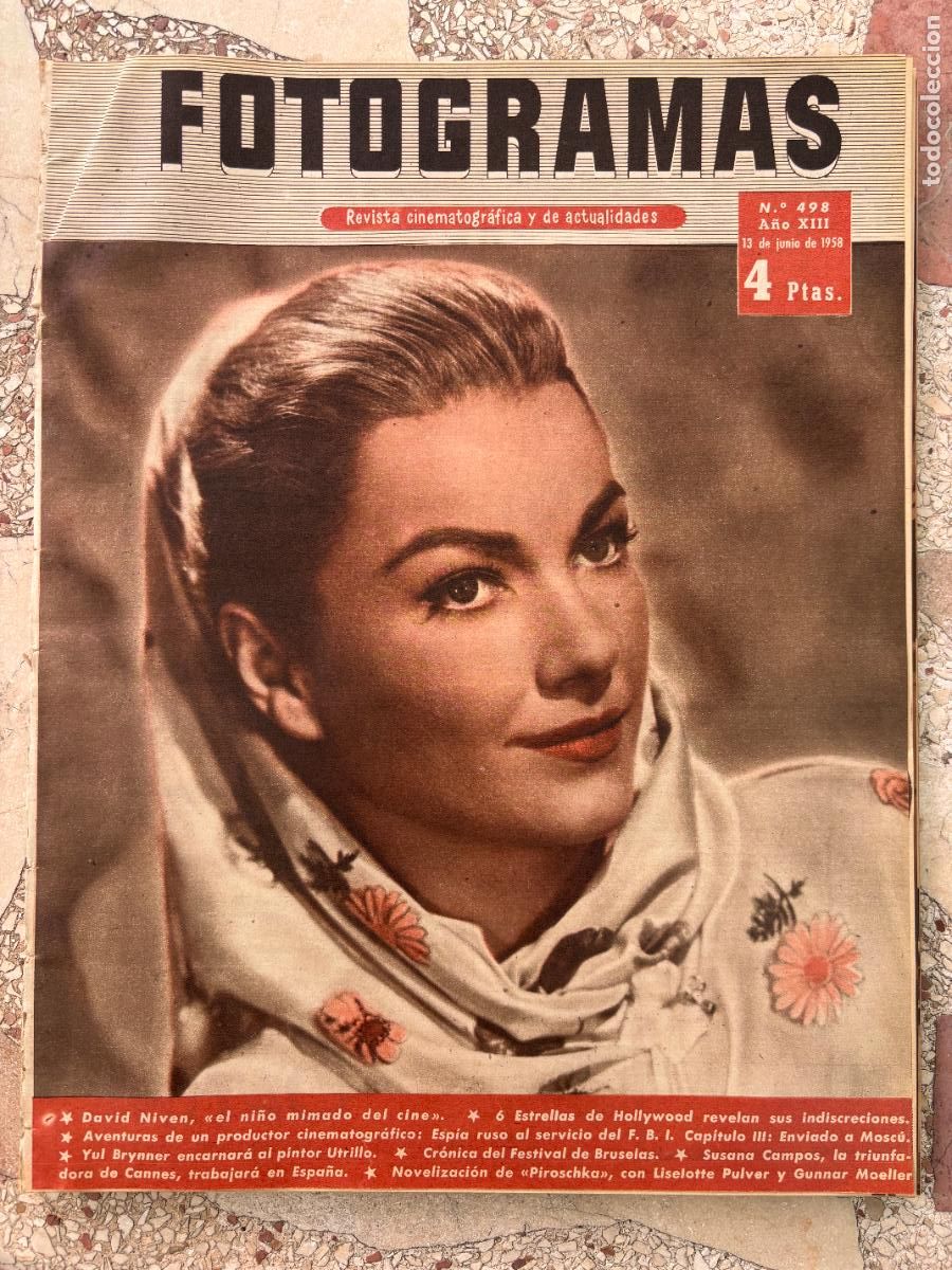 Cine: FOTOGRAMAS N&ordm; 498 a&ntilde;o 1958. DAVID NIVEN. YUL BRYNNER. LISELOTTE PULVER. GUNNAR MOERLLER.