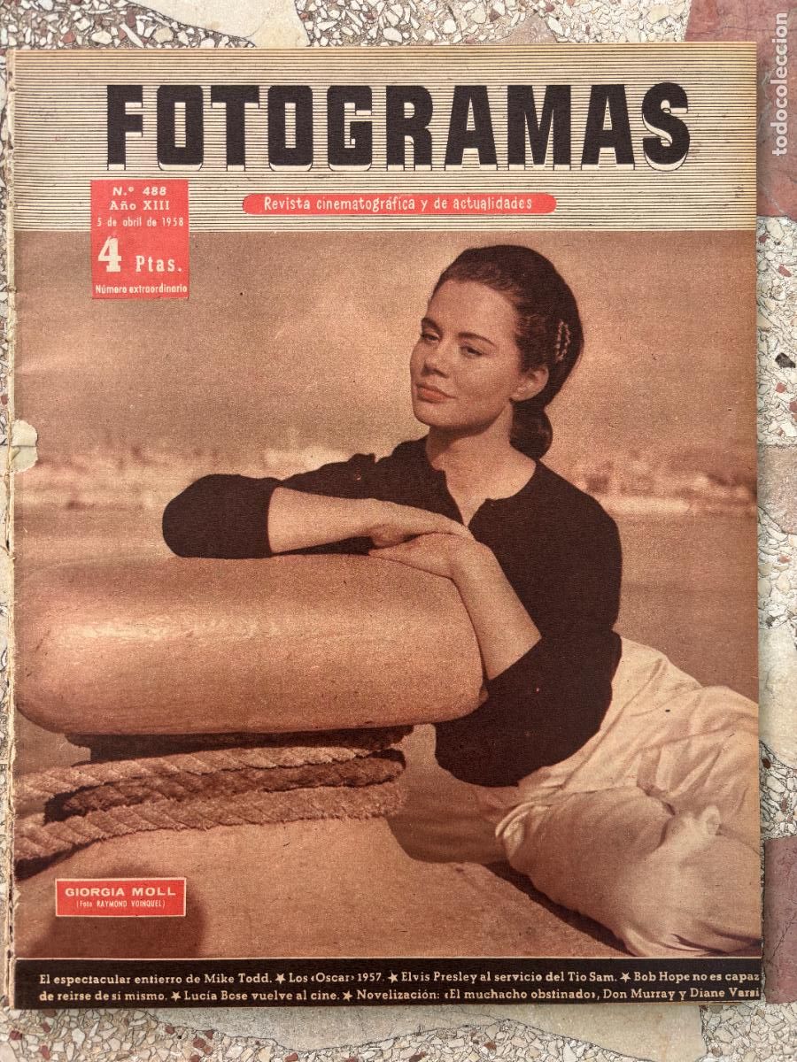 Cine: FOTOGRAMAS N&ordm; 488 a&ntilde;o 1958. GIORGIA MOLL EN PORTADA. MIKE TODD. ELVIS PRESLEY. BOB HOPE.