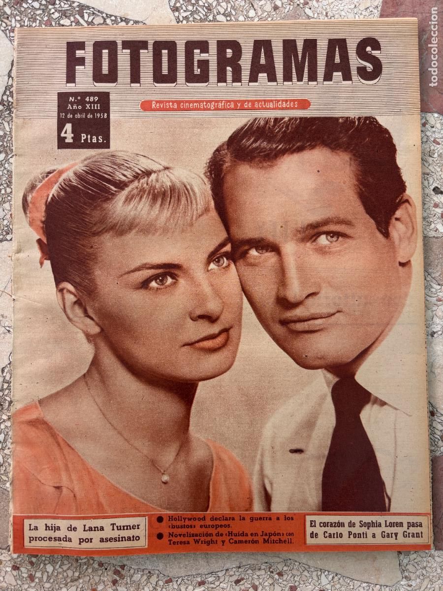 Cine: FOTOGRAMAS N&ordm; 489 a&ntilde;o 1958. SOPHIA LOREN Y GARY GRANT. LANA TURNER. TERESA WRIGHT. CAMERON MITCHELL.