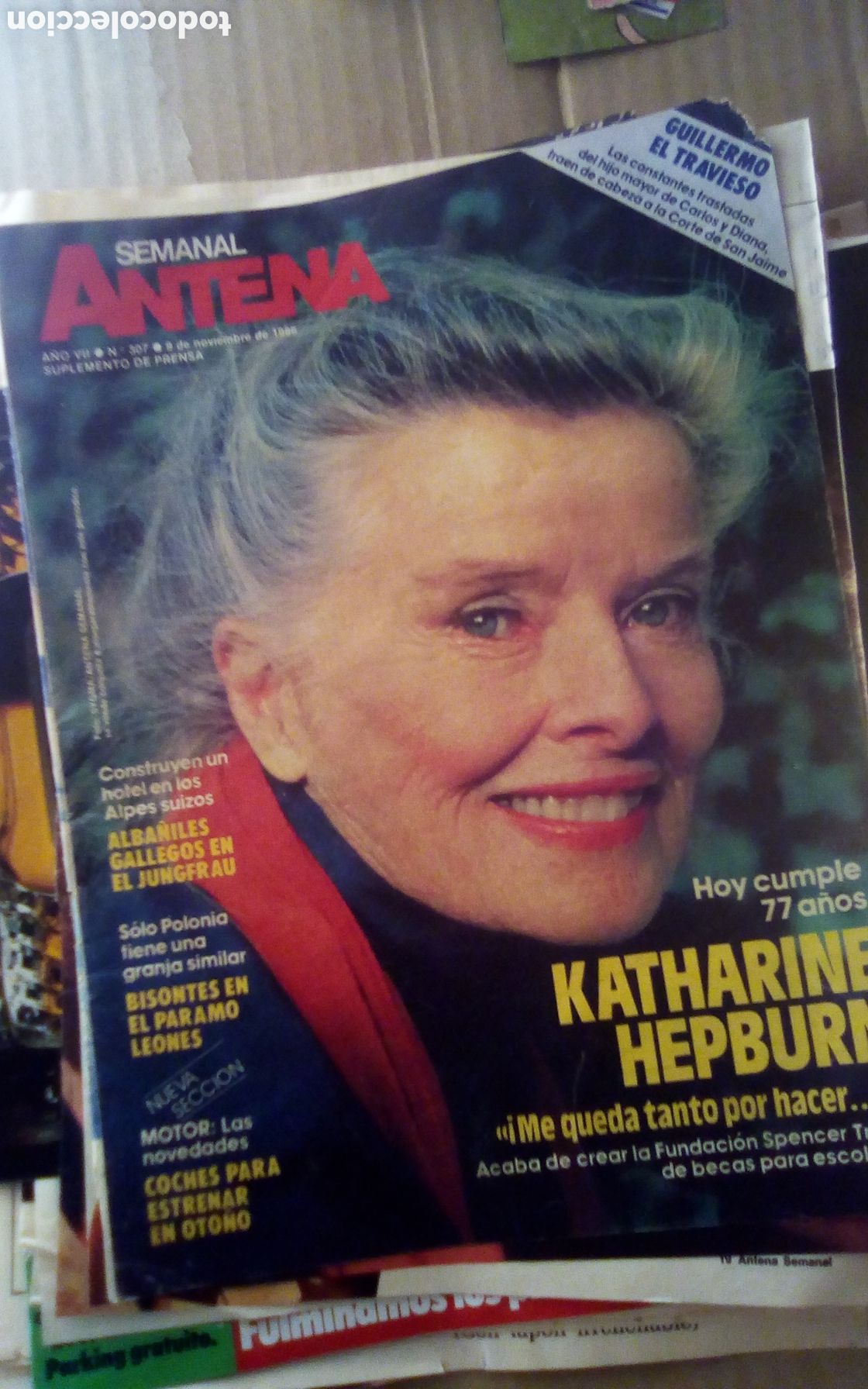 Cine: Katherine Hepburn, hoy cumple 77 a&ntilde;os. Antena semanal. 09-11-1986. Son 3 Hojas