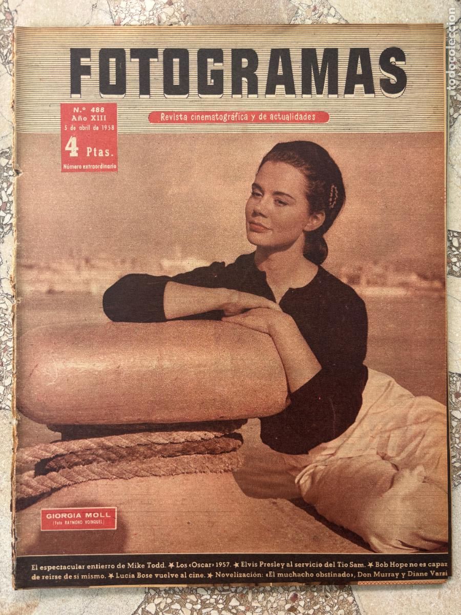 Cine: FOTOGRAMAS N&ordm; 488 a&ntilde;o 1958. GIORGIA MOLL EN PORTADA. MIKE TODD. ELVIS PRESLEY. BOB HOPE.