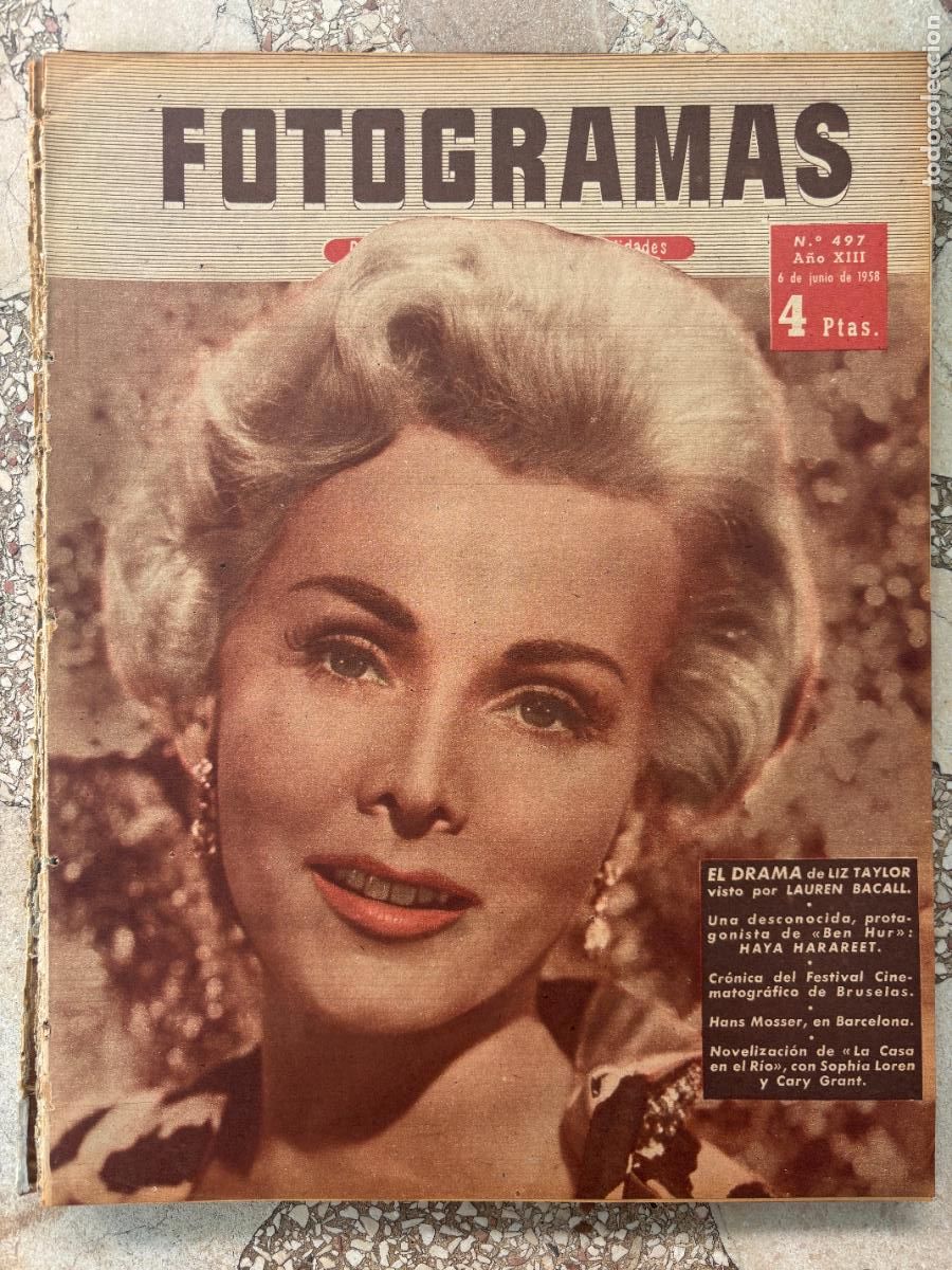 Cine: FOTOGRAMAS N&ordm; 497 a&ntilde;o 1958. LAUREN BACALL. HAYA HARAREET. HANS MOSSER. SOPHIA LOREN.