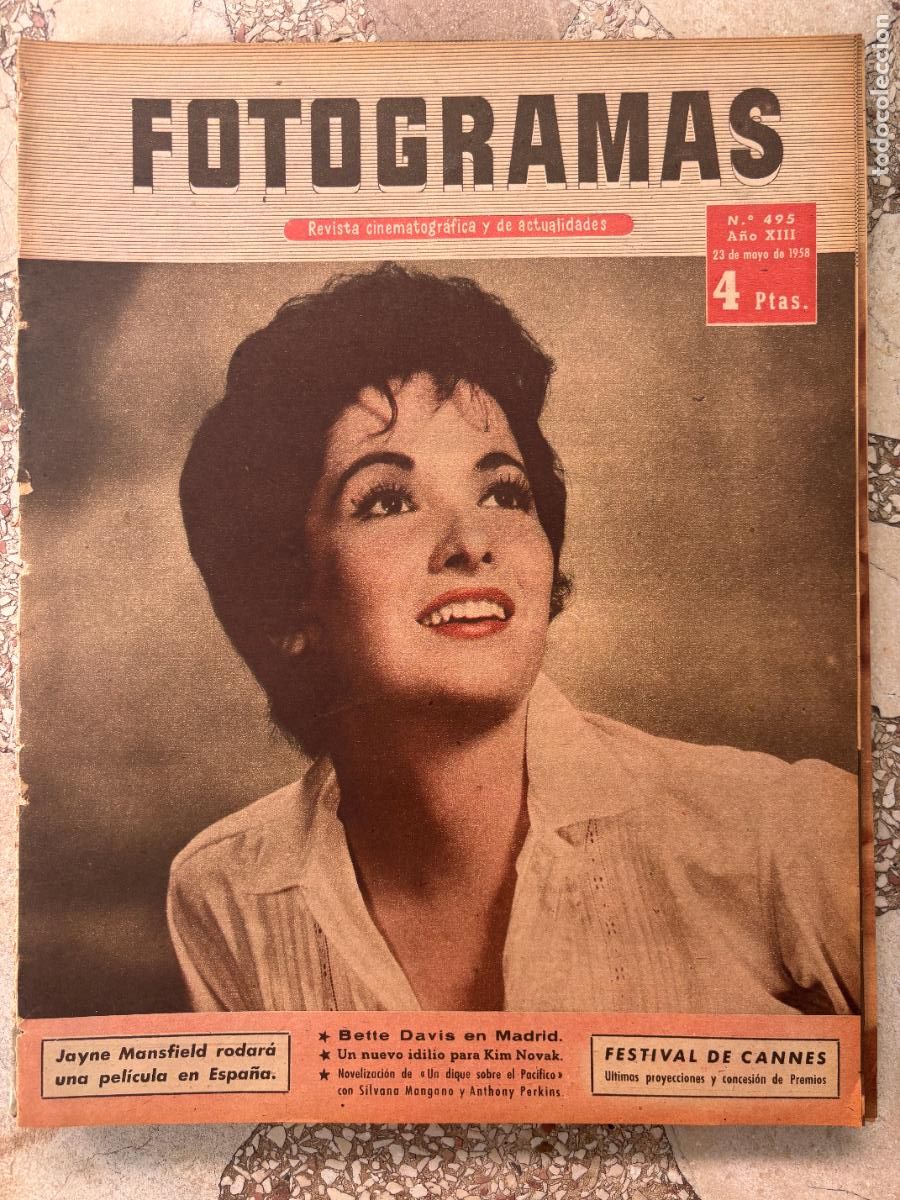 Cine: FOTOGRAMAS N&ordm; 495 a&ntilde;o 1958. JAYNE MANSFIELD. BETTE DAVIS. KIM NOVAK. SILVANA MONGANO.