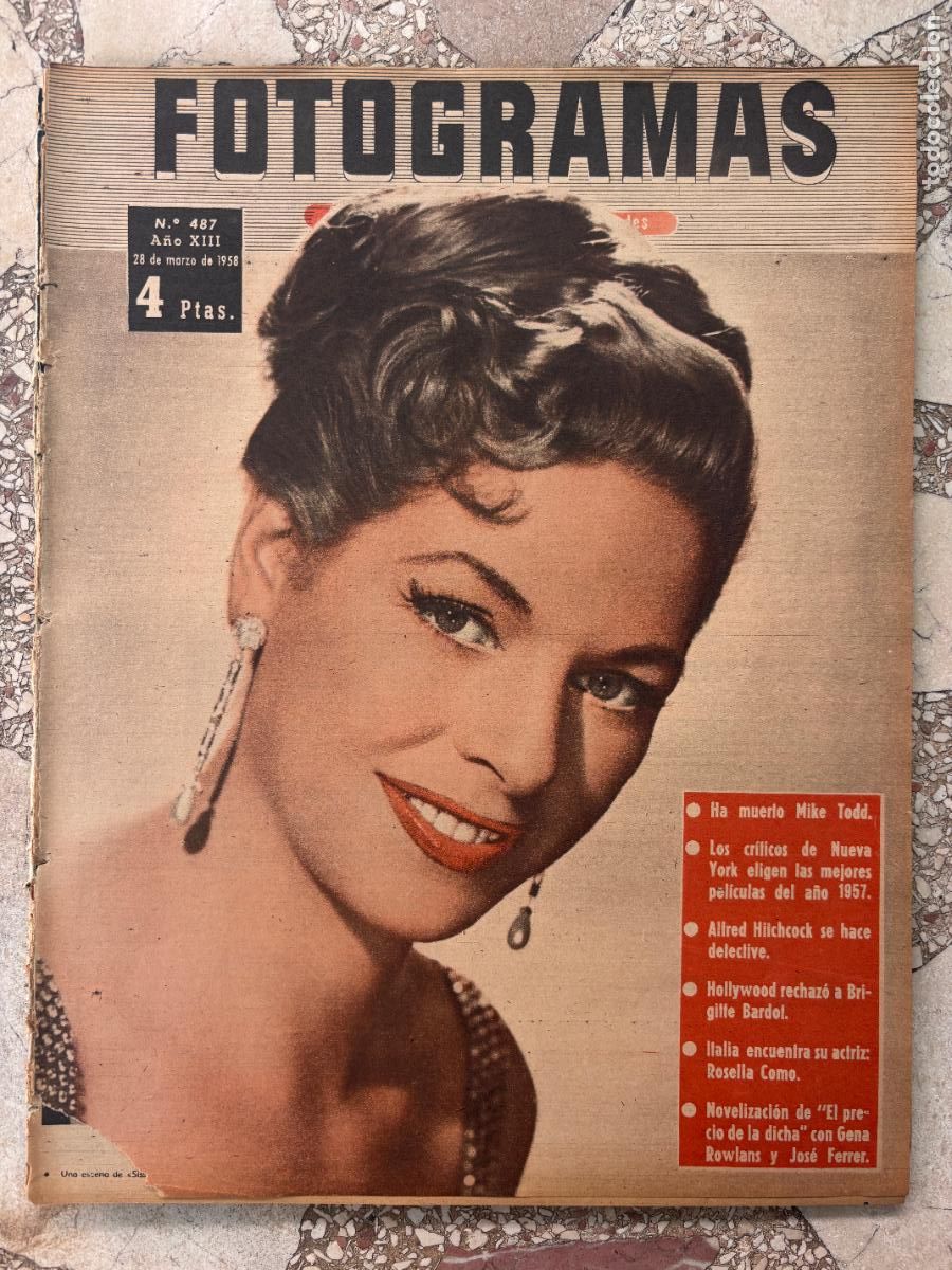 Cine: FOTOGRAMAS N&ordm; 487 A&Ntilde;O 1958. MIKE TODD. ROSELLA COMO. GENA ROWLANS. ALFRED HITCOCK.