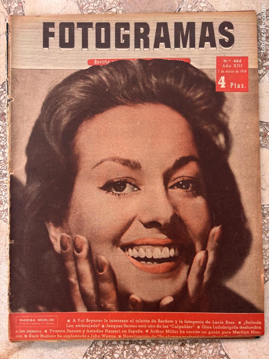 Cine: FOTOGRAMAS N&ordm; 485 A&Ntilde;O 1958. MARINA VLADY. ROBERT HOSSEIN. PAUL MUNI. SESSUE HAYAKAWA.