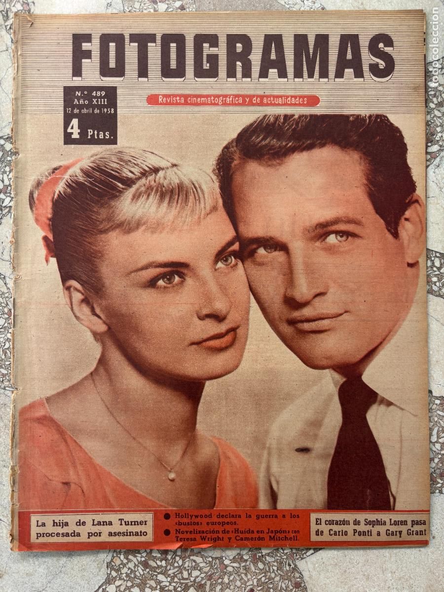 Cine: FOTOGRAMAS N&ordm; 489 a&ntilde;o 1958. SOPHIA LOREN Y GARY GRANT. LANA TURNER. TERESA WRIGHT. CAMERON MITCHELL.