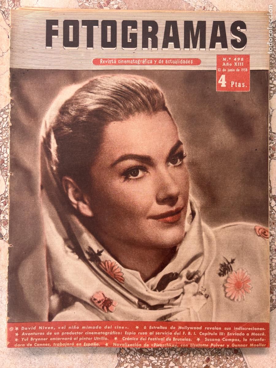Cine: FOTOGRAMAS N&ordm; 498 a&ntilde;o 1958. DAVID NIVEN. YUL BRYNNER. LISELOTTE PULVER. GUNNAR MOERLLER.