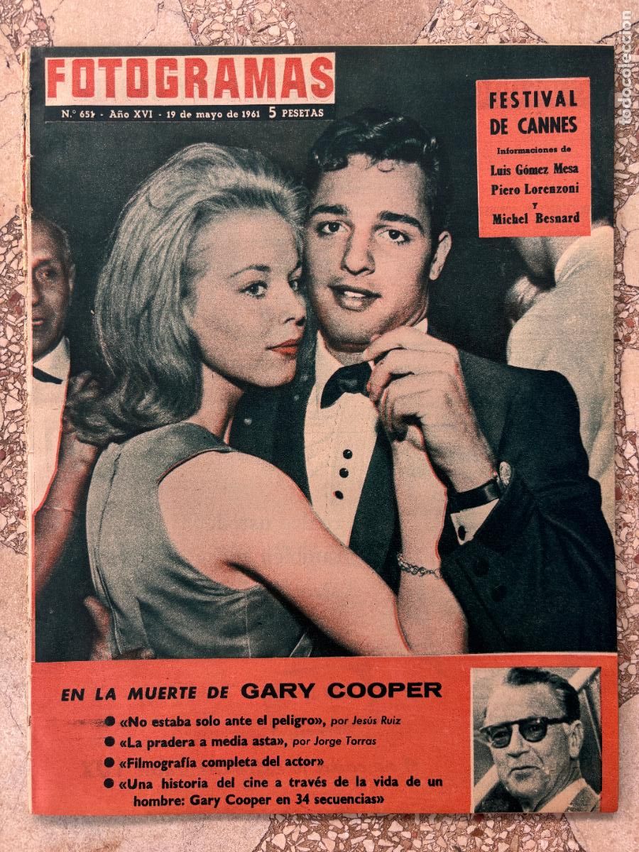 Cine: FOTOGRAMAS N&ordm; 651 a&ntilde;o 1961. ESPECIAL MUERTE DE GARY COOPER. FESTIVAL DE CANNES.