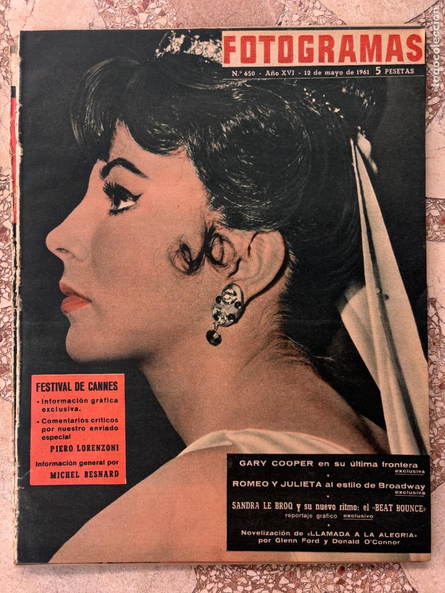 Cine: FOTOGRAMAS N&ordm; 650 a&ntilde;o 1961. FESTIVAL DE CANNES. GARY COOPER. SANDRA LE BROQ. GLENN FORD.