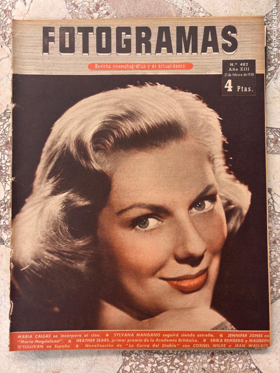 Cine: FOTOGRAMAS N&ordm; 482 A&Ntilde;O 1958. MARIA CALLAS. SYLVANA MANGANO. JENNIFER JONES. ERIKA REMBERG.