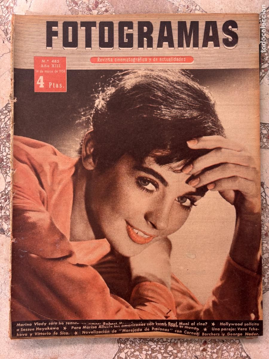 Cine: FOTOGRAMAS N&ordm; 485 A&Ntilde;O 1958. MARINA VLADY. ROBERT HOSSEIN. PAUL MUNI. SESSUE HAYAKAWA.