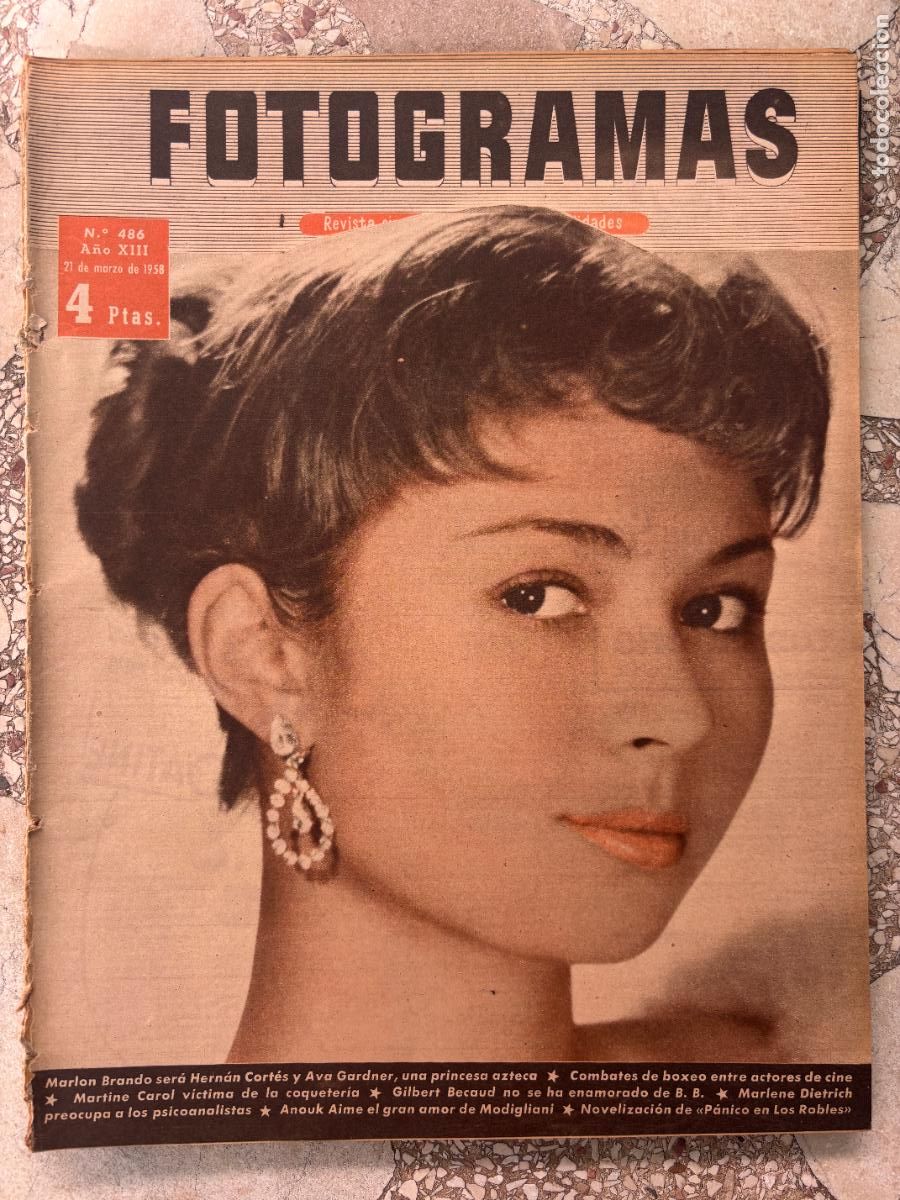 Cine: FOTOGRAMAS N&ordm; 486 A&Ntilde;O 1958. MARLON BRANDO Y AVA GARDNER. MARTINE CAROL. GILBERT BECAUD.